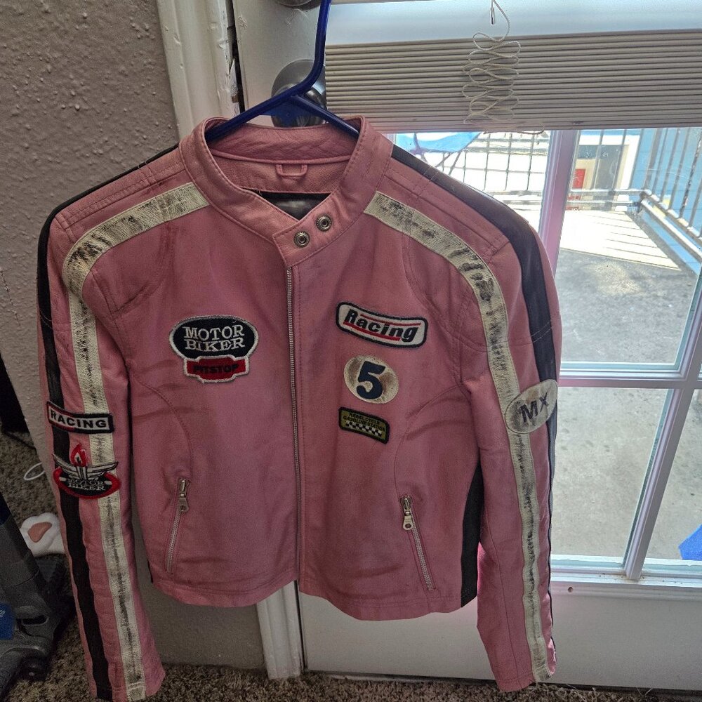 Leather motorcycle jacket